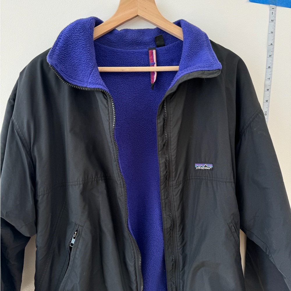 Vintage Patagonia Synchilla Bomber Jacket – Black w/ Purple Fleece, Size L